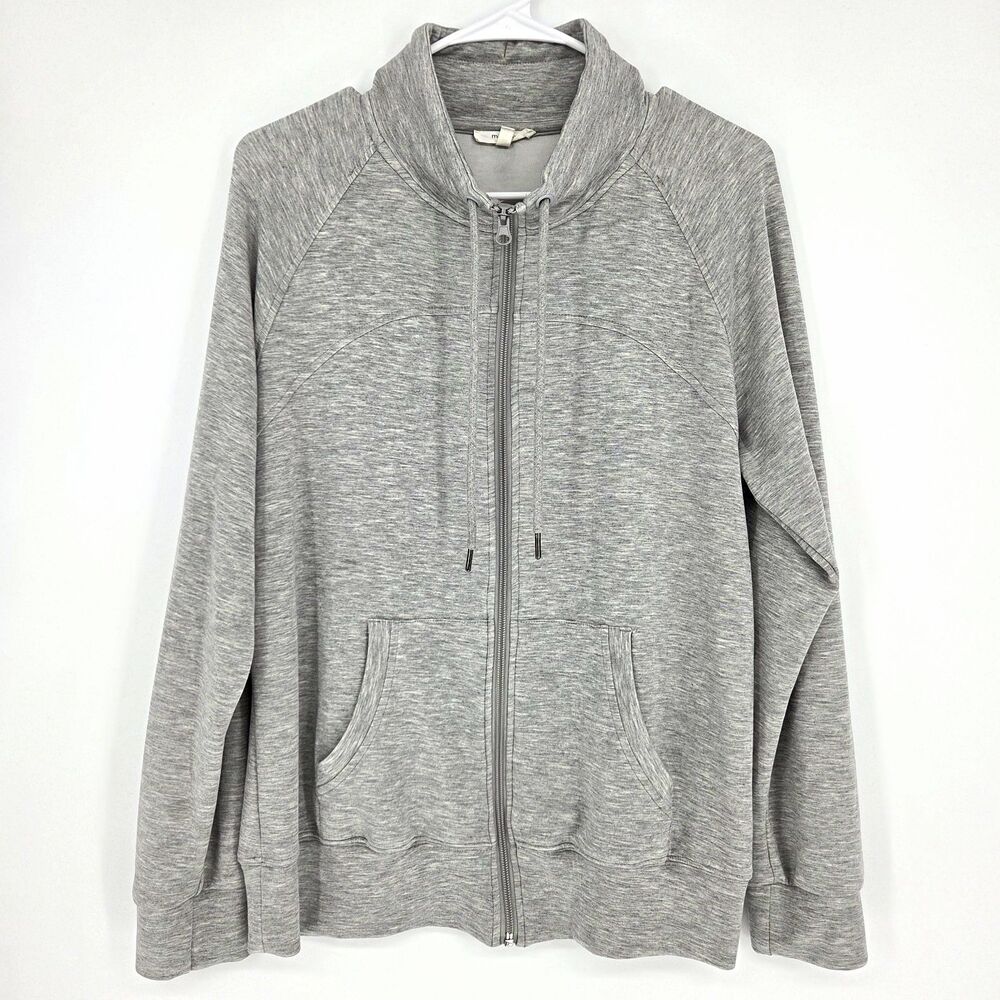 Maurices Womens Gray Full Zip Lightweight Jacket Pockets Soft Stretch Medium
